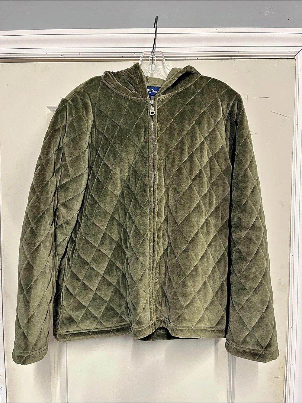 Charter Club Quilted Hooded Jacket in Green Petite Large Like New